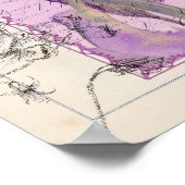 Paarse Iris Sweet Pea Waterverf Flowers Collage Poster (Hoek)