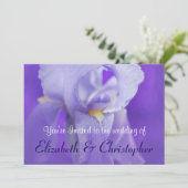 Paarse Iris thema bruiloft uitnodiging (Staand voorkant)