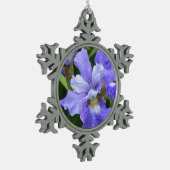 Paarse iris tin sneeuwvlok ornament (Links)