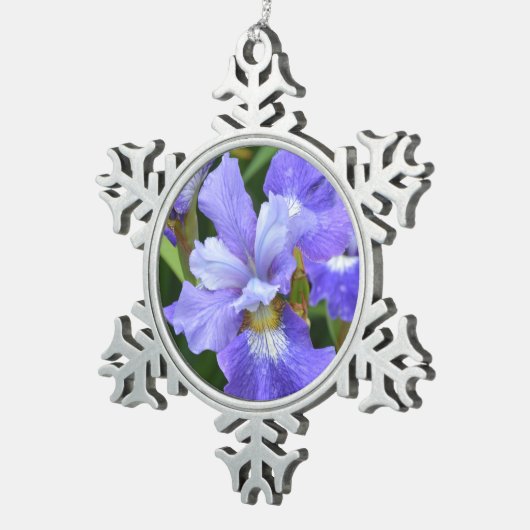 Paarse iris tin sneeuwvlok ornament (Rechts)