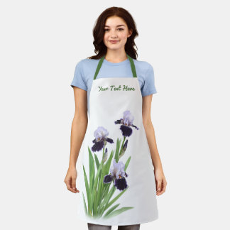 Paarse Iris Trio Bloemen Botanisch Gepersonaliseer Schort