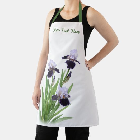 Paarse Iris Trio Bloemen Botanisch Gepersonaliseer Schort (Insitu)