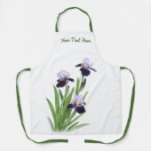 Paarse Iris Trio Bloemen Botanisch Gepersonaliseer Schort (Voorkant)