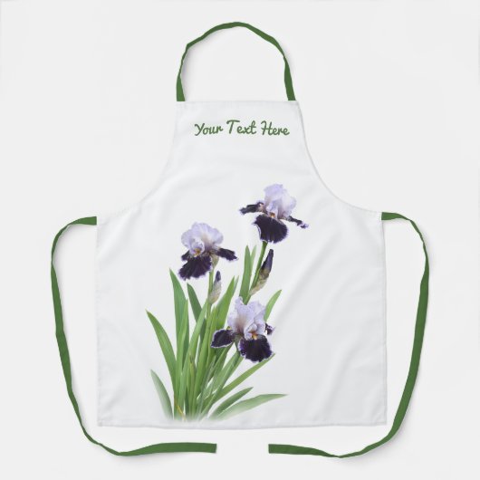 Paarse Iris Trio Bloemen Botanisch Gepersonaliseer Schort (Voorkant)