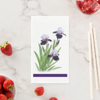 Paarse iris trio bloemig botanisch papier servet