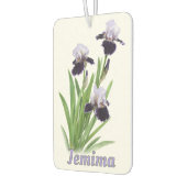 Paarse iris trio botanische kunst gepersonaliseerd luchtverfrisser (Links)