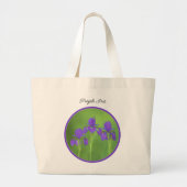 Paarse Iris Trio Schilderen Originele Bloemenkunst Grote Tote Bag (Voorkant)