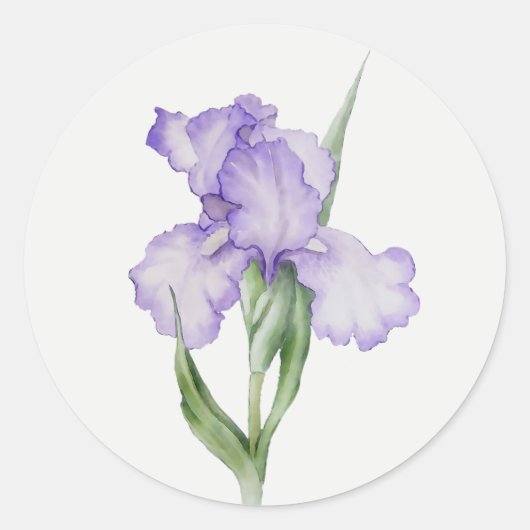 Paarse Iris Tuin Bloem Florale kunst Ronde Sticker (Voorkant)