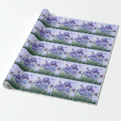 Paarse Iris Tuin met Vlinders Botanisch Cadeaupapier (Uitgerold)