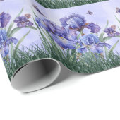 Paarse Iris Tuin met Vlinders Botanisch Cadeaupapier (Rol Hoek)