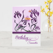 Paarse Iris Tuin Verjaardag met Naam Kaart (Gele Bloem)