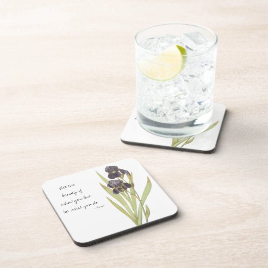 Paarse Iris-ventilator Drankjes Onderzetter (Rechterzijde)