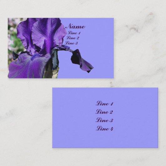 Paarse Iris ventilator Visitekaartje sluiten (Voorkant / Achterkant)