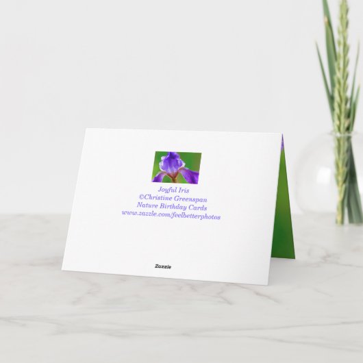 Paarse Iris Verjaardag Kaart (Achterkant)