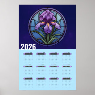 Paarse Iris Wall 2026 Kalender Poster