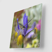 Paarse Iris-wandklok Vierkante Klok (Hoek)
