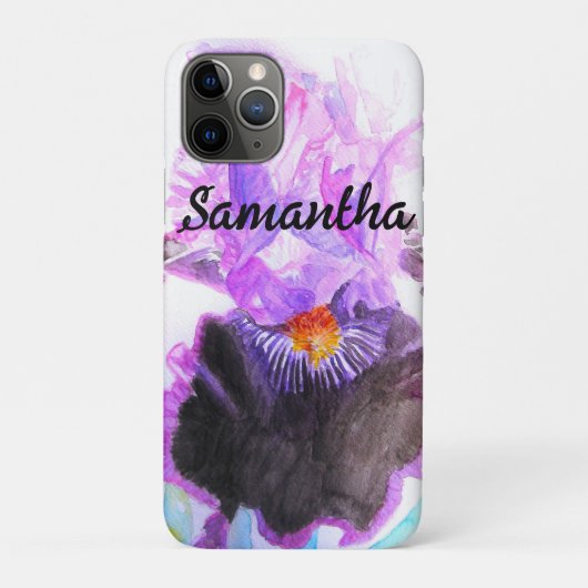 Paarse Iris Waterverf Bloem Bloemisterij Verjaarda Case-Mate iPhone Case (Achterkant)