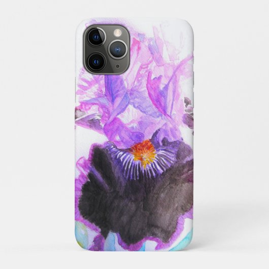 Paarse Iris Waterverf Bloem Bloemisterij Verjaarda Case-Mate iPhone Case (Achterkant)