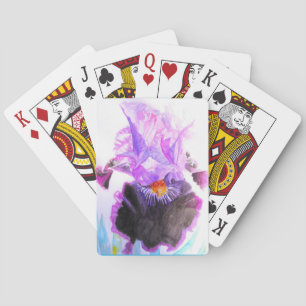 Paarse Iris Waterverf Bloem Bloemisterij Verjaarda Pokerkaarten