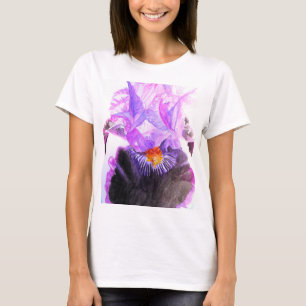 Paarse Iris Waterverf Bloem Bloemisterij Verjaarda T-shirt