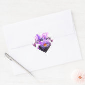 Paarse Iris Waterverf Bloem Bloemstuk Met liefde Hart Sticker (Envelop)