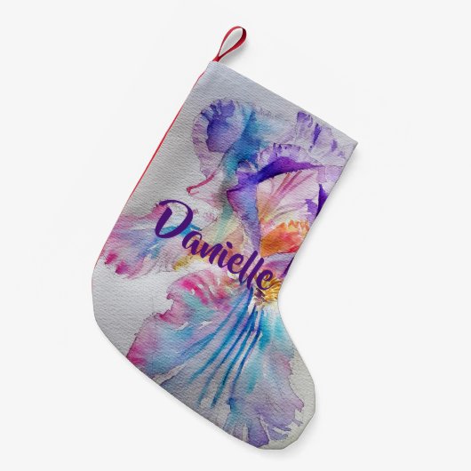 Paarse Iris Waterverf Bloem- en bloem- benaming St Kleine Kerstsok (Voorkant (Hangend))