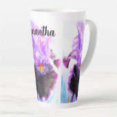 Paarse Iris Waterverf Bloem Schilderij Latte Mok (Rechterhoek)