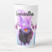 Paarse Iris Waterverf Bloem Schilderij Latte Mok (Voorkant)