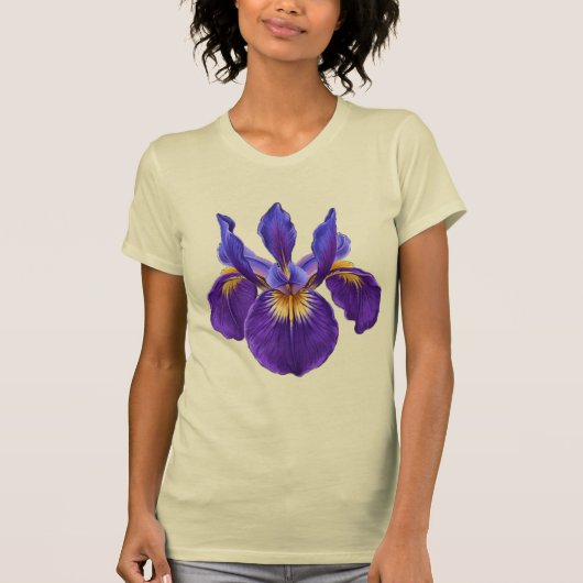 Paarse Iris Waterverf Bloem T-Shirt (Voorkant)