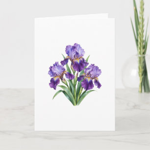 Paarse Iris Waterverf Bloemstuk Kaart
