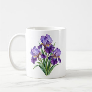 Paarse Iris Waterverf Bloemstuk Koffiemok