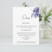 Paarse Iris Waterverf bruiloft - Gegevens Informatiekaartje (Staand voorkant)