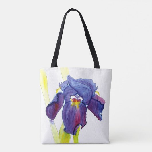 Paarse Iris Waterverf Canvas tas (Achterkant)