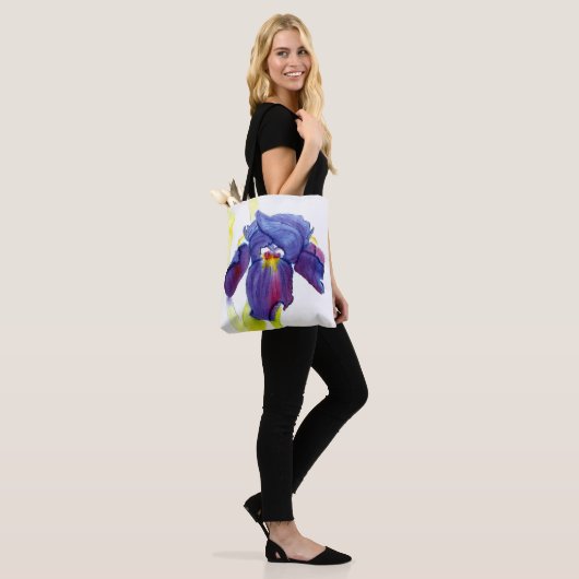 Paarse Iris Waterverf Canvas tas (Op model)