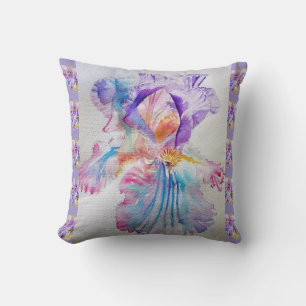 Paarse Iris Waterverf florale lavender Kussen