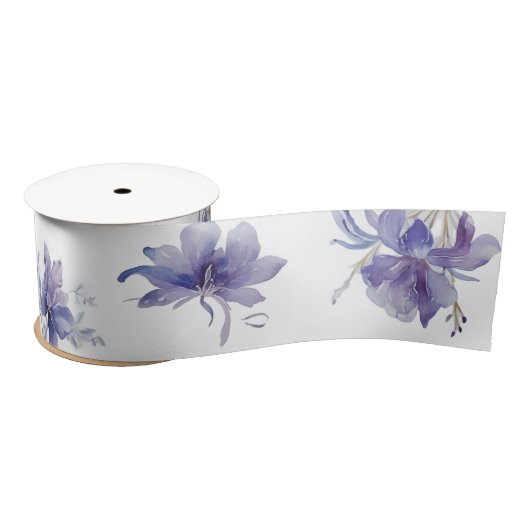 Paarse Iris Waterverf Gift Wrapping Satijnen Lint (Spoel)