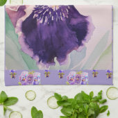 Paarse Iris Waterverf Lavender Floral Flower Theedoek (Gevouwen)