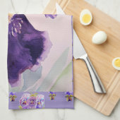 Paarse Iris Waterverf Lavender Floral Flower Theedoek (Quarter Fold)