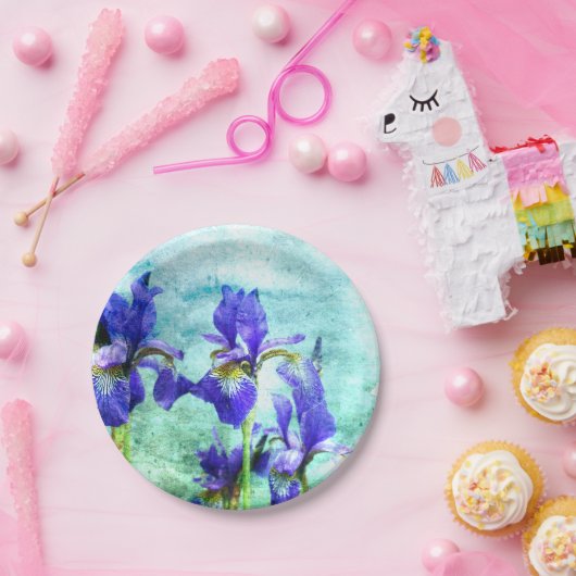 Paarse Iris-Waterverf Papieren Bordje (Feest)