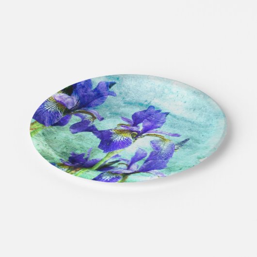 Paarse Iris-Waterverf Papieren Bordje (Gekanteld)