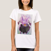 Paarse Iris Waterverf Schilderkunst T Shirt (Voorkant)