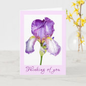 Paarse Iris Waterverf Sympathie gevouwen kaart (Gele Bloem)
