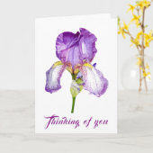 Paarse Iris Waterverf Sympathie gevouwen kaart (Gele Bloem)