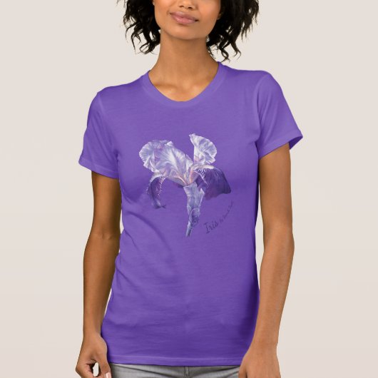 Paarse Iris waterverf T-shirt (Voorkant)