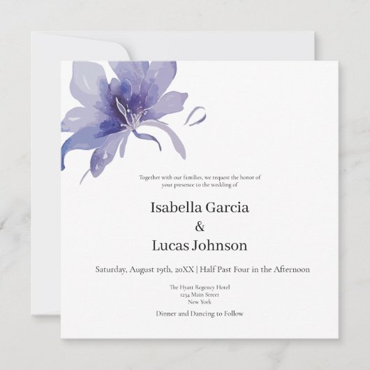 Paarse Iris Waterverf Weddenschap Save The Date (Voorkant)