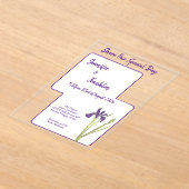 Paarse Iris Waterverf Wedding Acryl Uitnodigingen (Laagn)