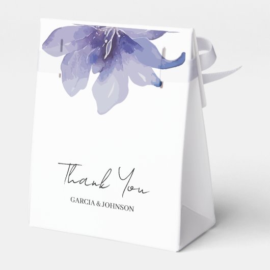 Paarse Iris Waterverf Wedding Bedankdoosjes (Achterkant)
