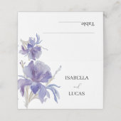 Paarse Iris Waterverf Wedding Plaatskaartje (Buitenkant ongevouwen)