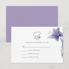 Paarse Iris Waterverf Wedding RSVP Kaartje