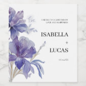 Paarse Iris Waterverf Wedding Wijn Etiket (Enkel label)